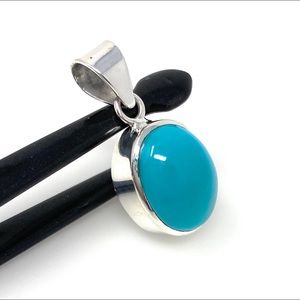 Genuine Sleeping Beauty Turquoise Silver Pendant